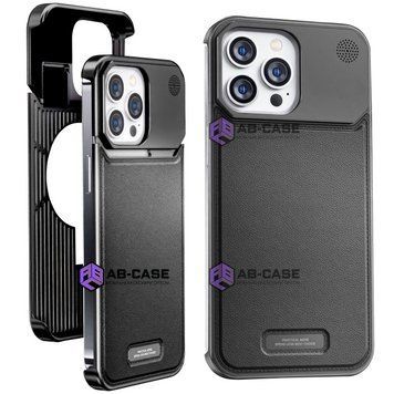 Чохол для iPhone 13 Pro металевий Aluminium with Leather MagSafe, Black 3768460000004 фото