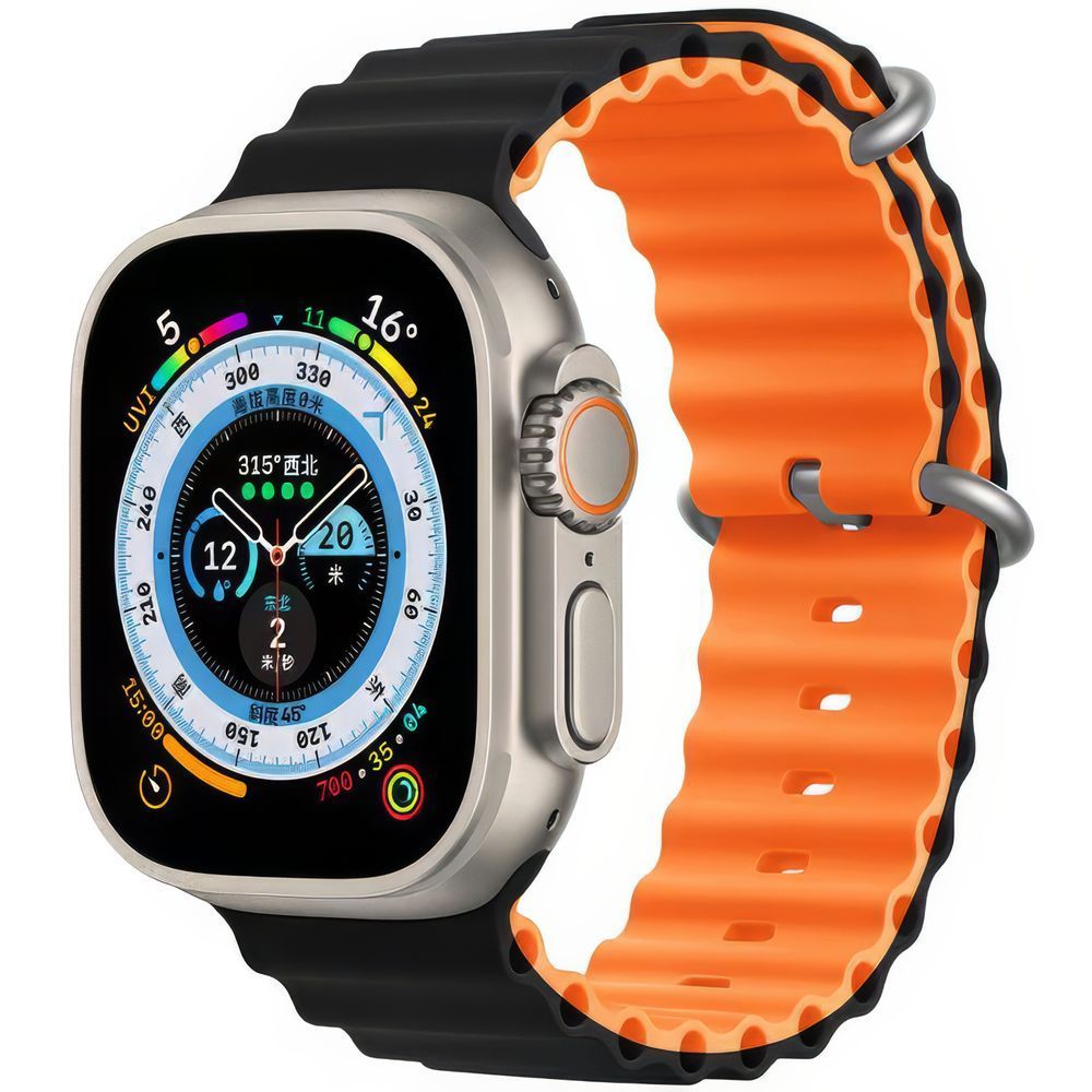Ремінець для Apple Watch Ocean Band (38mm, 40mm, 41mm, [42mm Series 10/11], Black-Orange) 234358 фото