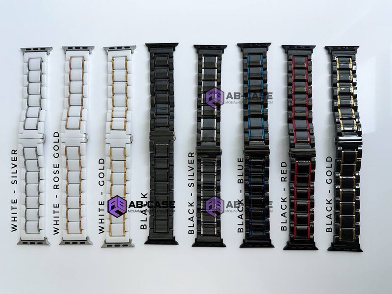 Ремешок керамический Ceramic Band для Apple Watch 38mm, 40mm, 41mm, [42mm Series 10/11] - Black-Gold 332743 фото