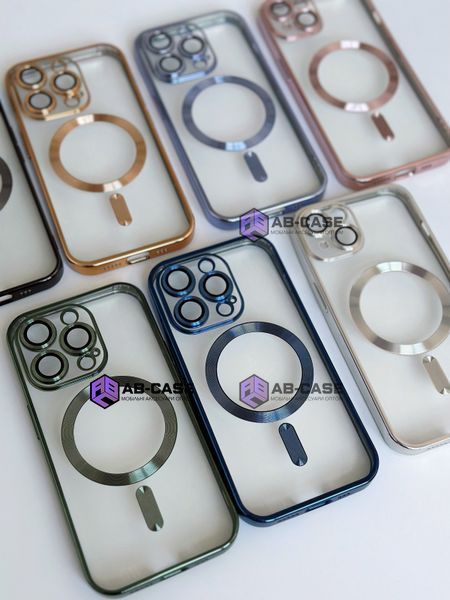 Чохол для iPhone 15 Plus Shining with MagSafe із захисними ліназми на камеру Green 923450 фото