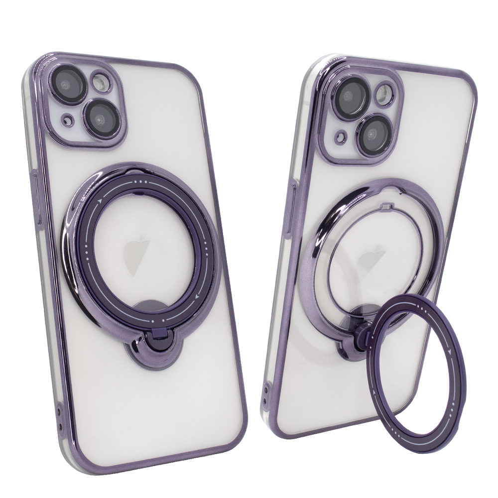 Чехол для iPhone 13 Clear Shining Holder with MagSafe Deep Purple 311003 фото