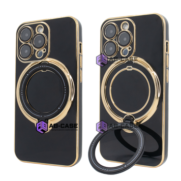 Чохол для iPhone 13 Pro Holder Glitter Shining Сase with MagSafe з підставкою та захисними лінзами на камеру Black 490284 фото