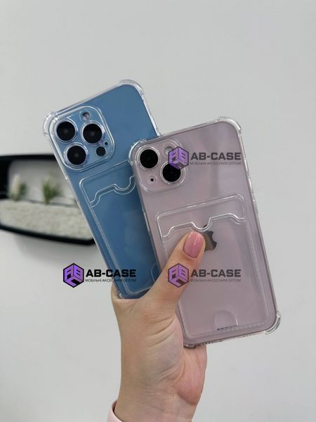 Чехол для iPhone 12 Card Holder Armored Case с карманом для карты прозрачный 7865444 фото