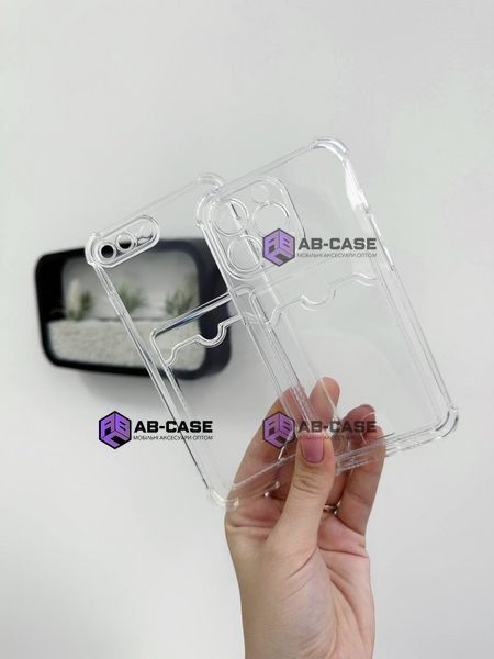 Чехол для iPhone 12 Card Holder Armored Case с карманом для карты прозрачный 7865444 фото