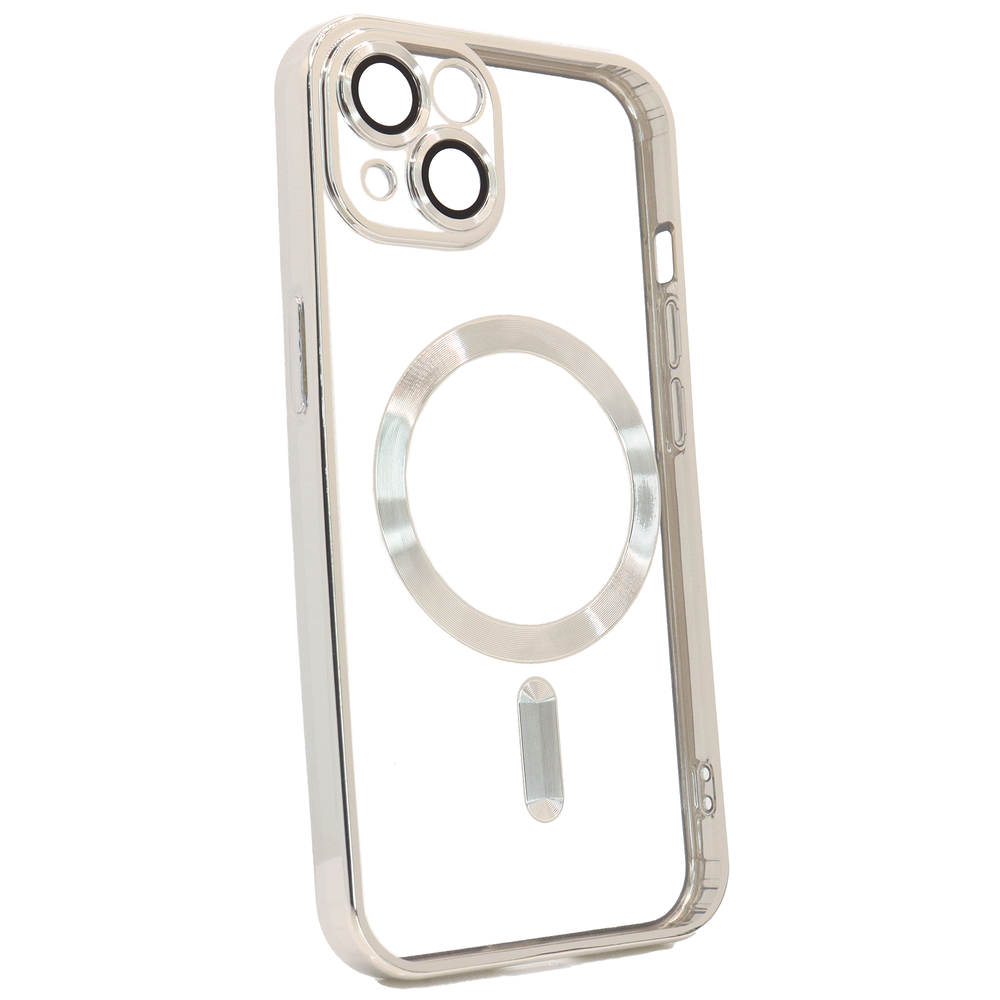 Чехол для iPhone 15 Plus Shining with MagSafe с защитными линзами на камеру Silver 923455 фото
