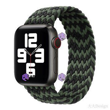 Монобраслет на Apple Watch Braided Solo Loop (Rainbow Black - Green, 42mm, 44mm, 45mm, 46mm, 49mm Xs) 234662 фото