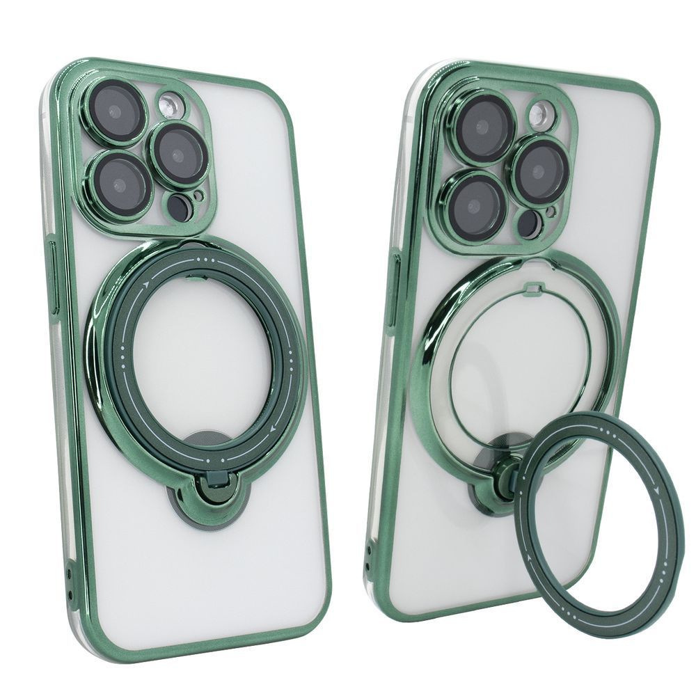 Чохол для iPhone 15 Pro Clear Shining Holder with MagSafe Green 311058 фото
