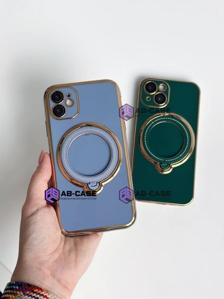 Чехол для iPhone 15 Pro Holder Glitter Shining Сase with MagSafe с подставкой и защитными линзами на камеру Sierra Blue 490336 фото