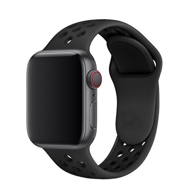 Ремешок силиконовый Nike Sport Band для Apple Watch 38mm, 40mm, 41mm, [42mm Series 10/11] - Gray-Black 234412 фото