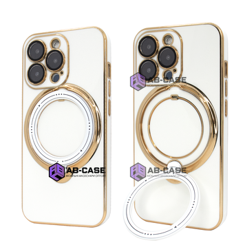 Чохол для iPhone 15 Pro Holder Glitter Shining Сase with MagSafe з підставкою та захисними лінзами на камеру White 490337 фото