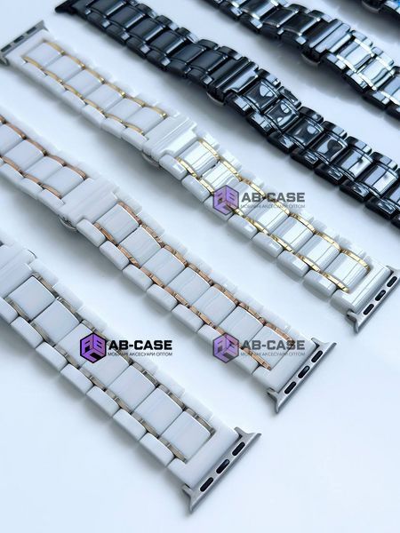 Ремешок керамический Ceramic Band для Apple Watch [42mm Series 1-3] | 44mm | 45mm | 46mm | 49mm &ndash; (White-Gold) 332754 фото