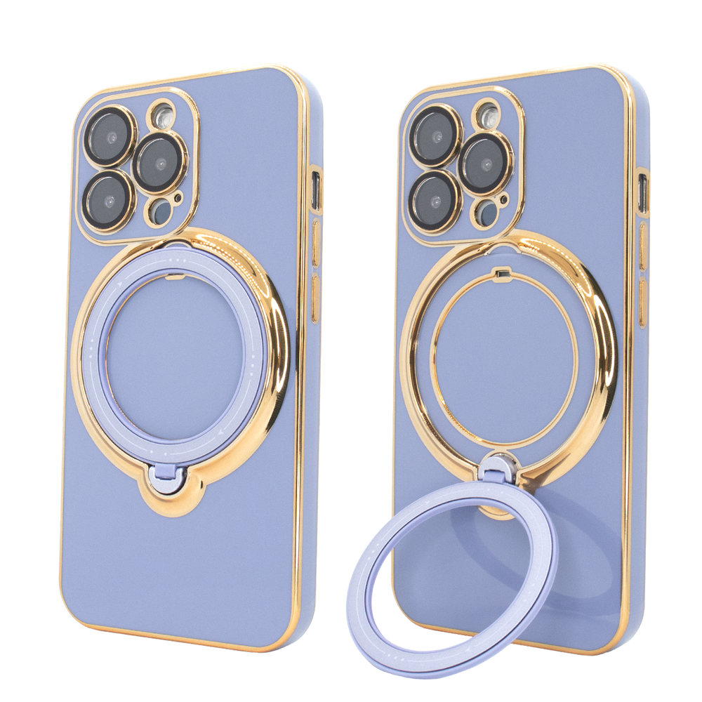 Чохол для iPhone 15 Pro Max Holder Glitter Shining Сase with MagSafe з підставкою та захисними лінзами на камеру Sierra Blue 490342 фото
