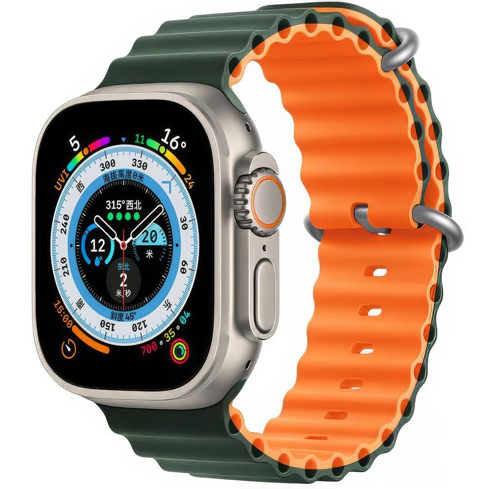 Ремешок для Apple Watch Ocean Band 38mm | 40mm | 41mm | [42mm Series 10-12] &ndash; (Pine Green-Orange) 234372 фото