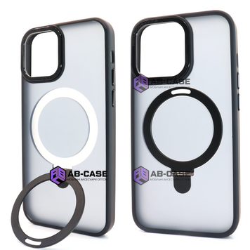 Чохол Matt Guard MagSafe Ring на iPhone 15 Pro Max з підставкою Black 310940 фото