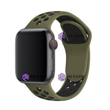 Ремешок силиконовый Nike Sport Band для Apple Watch 38mm, 40mm, 41mm, [42mm Series 10/11] - Olive-Black 234418 фото