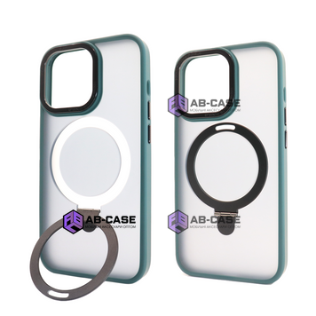 Чохол Matt Guard MagSafe Ring на iPhone 15 Pro Max з підставкою Dark Green 310941 фото