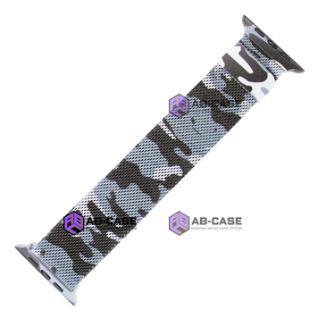 Металлический ремешок для Apple Watch 42mm, 44mm, 45mm, 46mm, 49mm Milanese Loop Comouflage, Gray 234327 фото