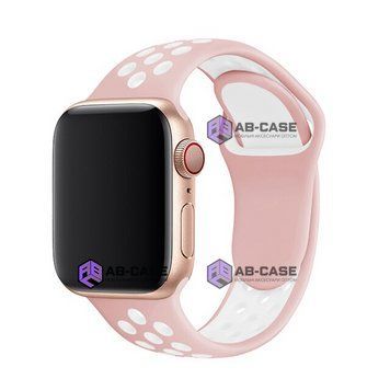 Ремешок силиконовый Nike Sport Band для Apple Watch 38mm, 40mm, 41mm, [42mm Series 10/11] - Pink-White 234420 фото