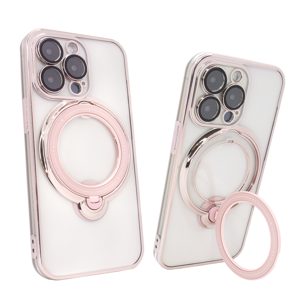 Чехол для iPhone 13 Pro Max Clear Shining Holder with MagSafe Rose Gold 311017 фото
