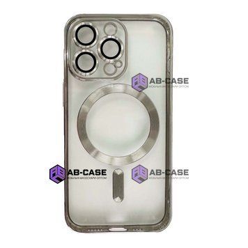 Чохол для iPhone 15 Pro Max Shining with MagSafe із захисними ліназми на камеру Silver 923421 фото