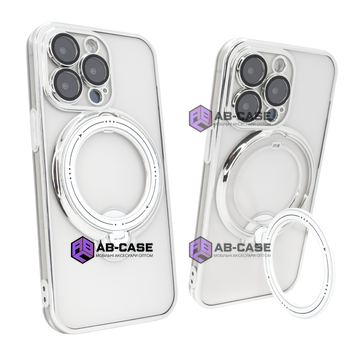 Чохол для iPhone 15 Pro Max Clear Shining Holder with MagSafe Silver 311067 фото