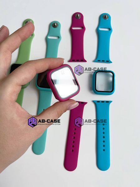Комплект Silicone Band + Case для Apple Watch (44mm, Red) 234857 фото