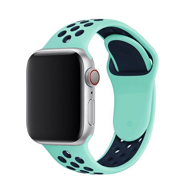 Ремешок силиконовый Nike Sport Band для Apple Watch 38mm, 40mm, 41mm, [42mm Series 10/11] - SeaBlue-Black 234422 фото