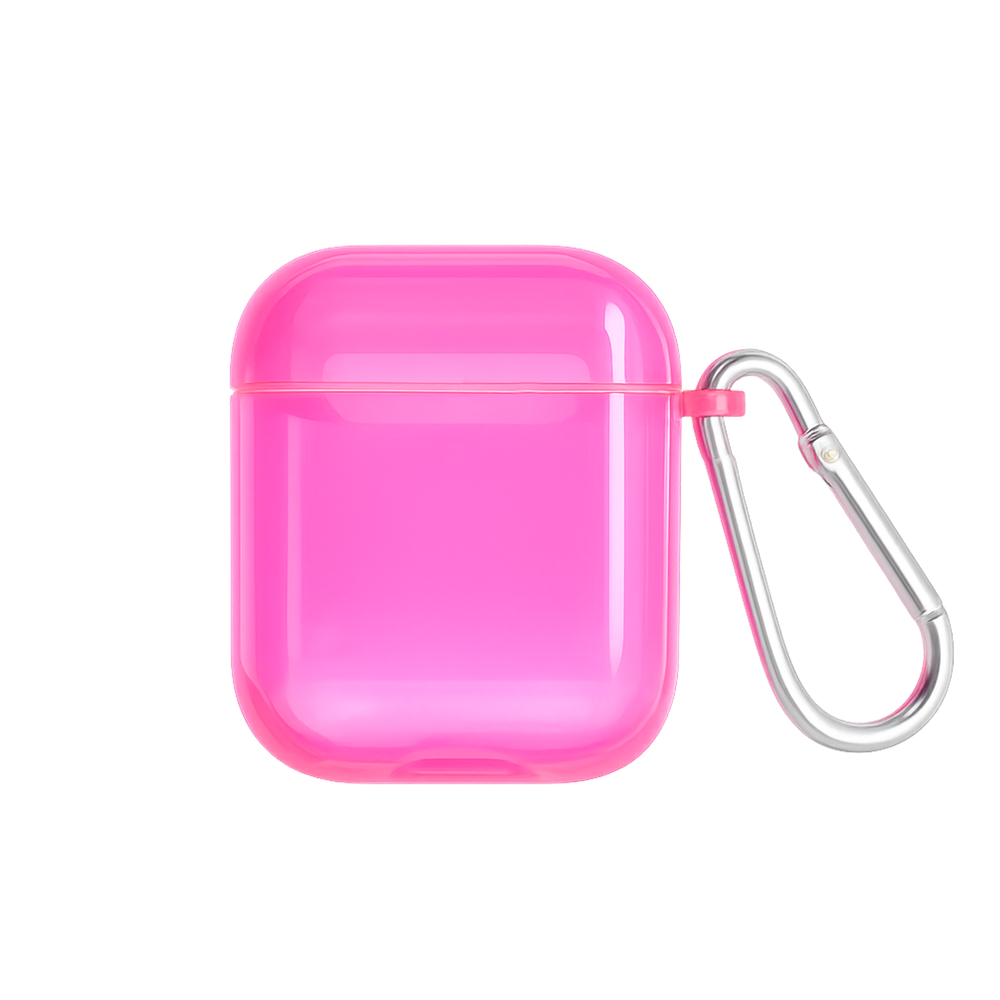 Чехол для AirPods 1/2 полупрозрачный Neon Case Hot Pink 192207 фото