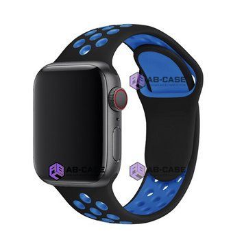 Ремешок силиконовый Nike Sport Band на Apple Watch 42mm | 44mm | 45mm | 46mm | 49mm Black-Blue 234426 фото