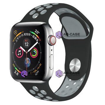 Ремешок силиконовый Nike Sport Band для Apple Watch 42mm | 44mm | 45mm | 46mm | 49mm Black-Gray 234427 фото