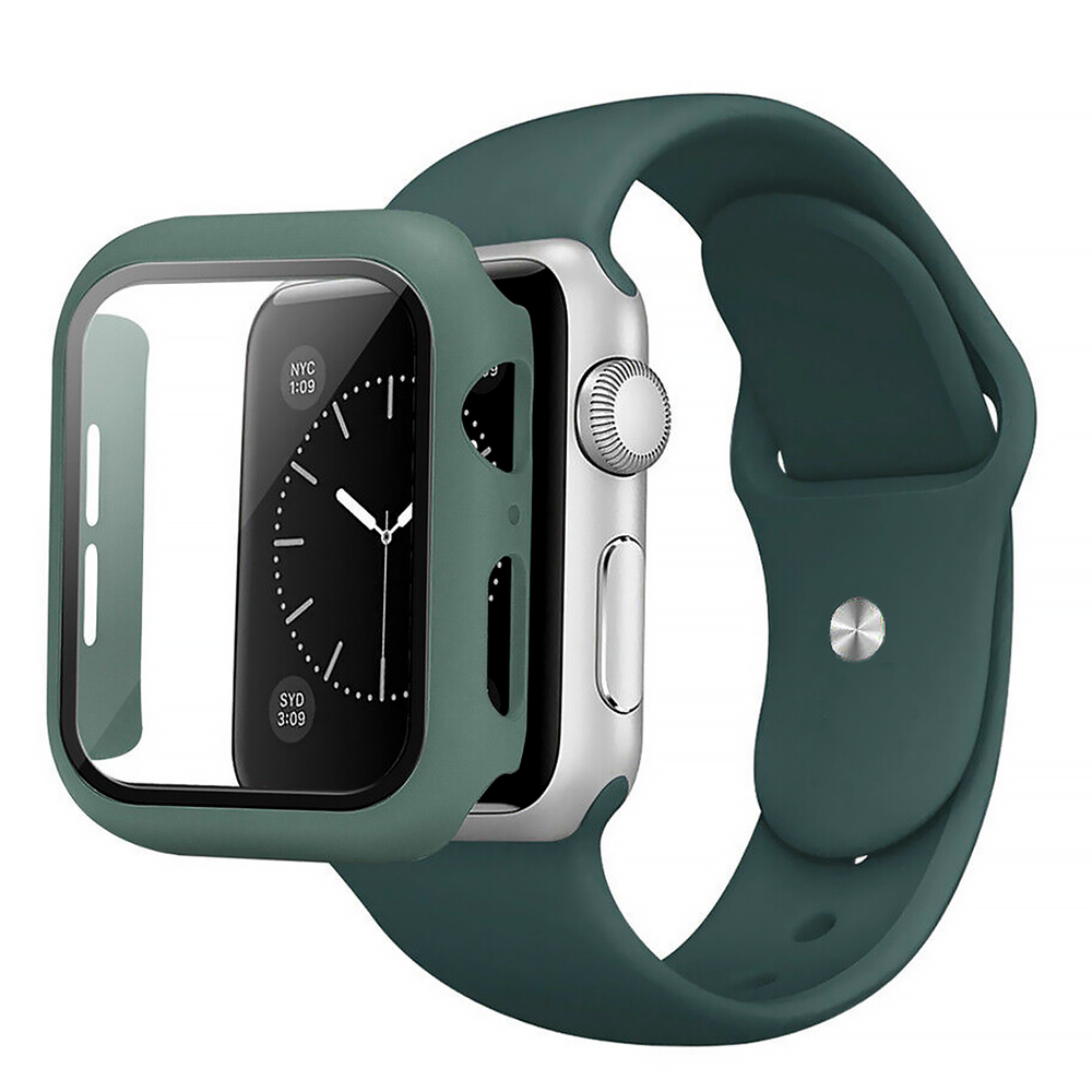 Комплект Silicone Band + Case для Apple Watch (46mm: Series 10/11, Dark Green) 4007860000009 фото