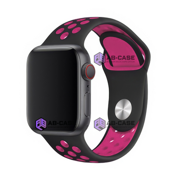 Ремешок силиконовый Nike Sport Band для Apple Watch 42mm | 44mm | 45mm | 46mm | 49mm Black-Pink 234429 фото