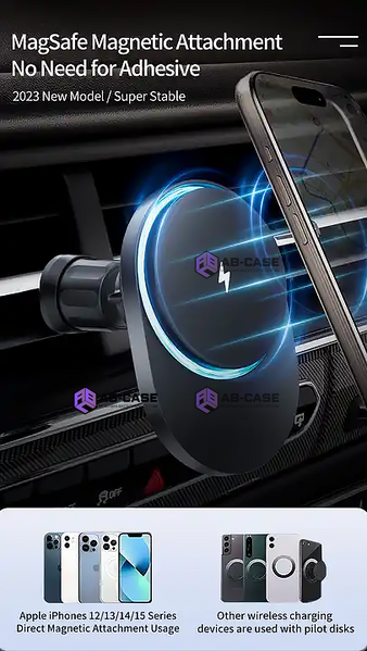 Бездротовий магнітний тримач зарядка - M5 Car mount magnetic 15W (Black) 783423 фото
