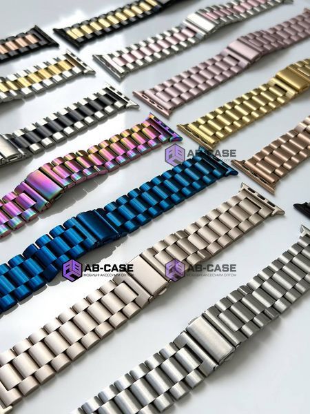 Стальной ремешок Stainless Steel Braslet 3 Beads для Apple Watch (42mm, 44mm, 45mm, 46mm, 49mm Gold) 234749 фото
