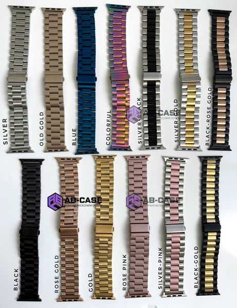 Стальной ремешок Stainless Steel Braslet 3 Beads для Apple Watch (42mm, 44mm, 45mm, 46mm, 49mm Gold) 234749 фото