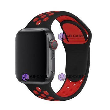 Ремешок силиконовый Nike Sport Band для Apple Watch 42mm | 44mm | 45mm | 46mm | 49mm Black-Red 234431 фото