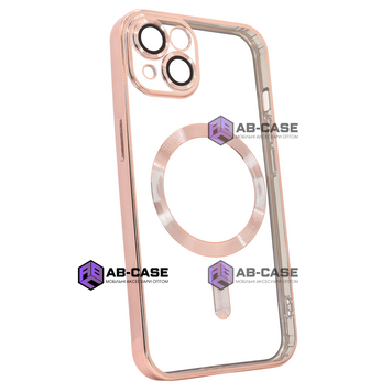 Чохол для iPhone 15 Shining with MagSafe із захисними ліназми на камеру Rose Gold 923430 фото