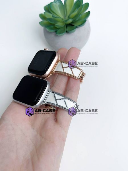 Ремінець для Apple Watch 38mm | 40mm | 41mm | [42mm Series 10-12] &ndash; (металевий Fashion Lady Band Silver-White) 302193 фото