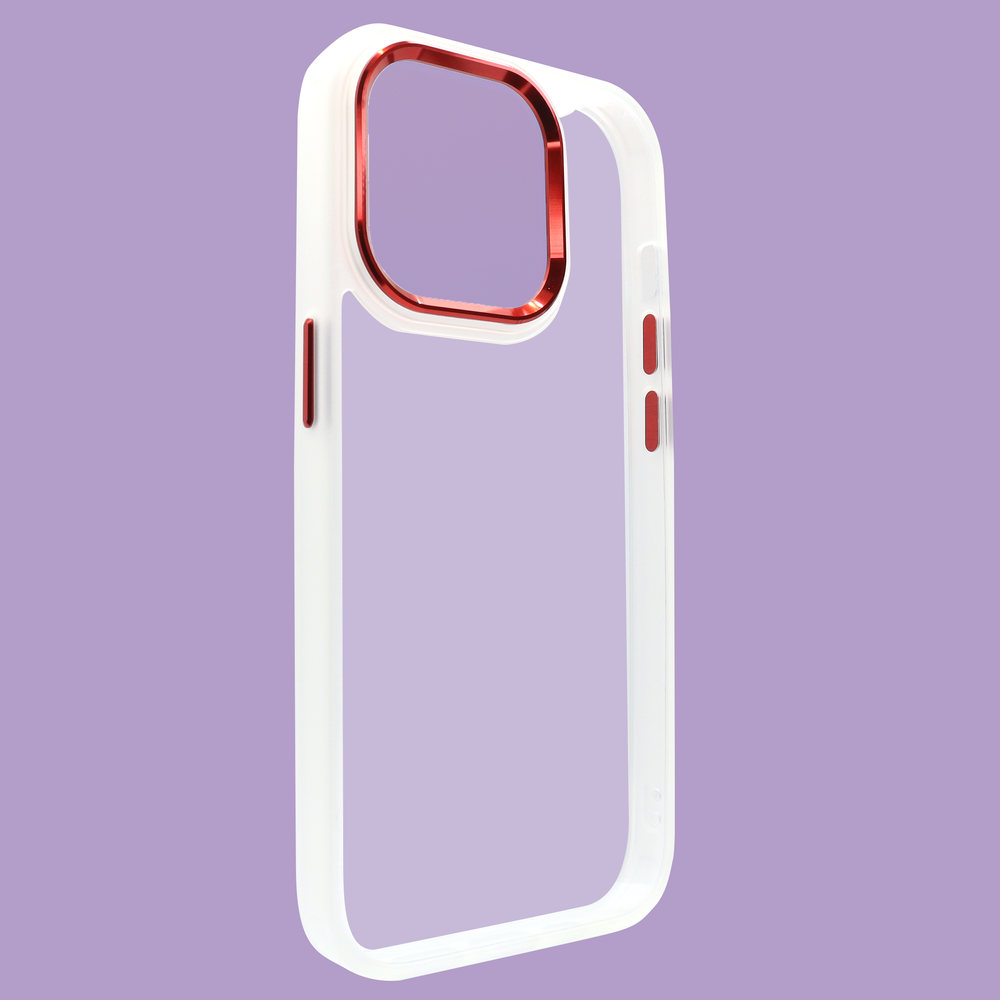 Чехол для iPhone 14 : Crystal Guard &ndash; White - Red 720133 фото