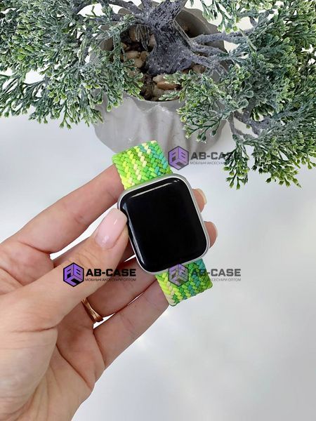 Монобраслет для Apple Watch Braided Solo Loop 38mm | 40mm | 41mm | [42mm Series 10-12] &ndash; (Rainbow Mint-Green, S) 234641 фото