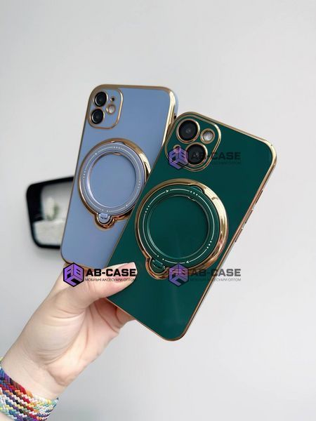 Чехол для iPhone 12 Pro Holder Glitter Shining Сase with MagSafe с подставкой и защитными линзами на камеру Sierra Blue 490270 фото