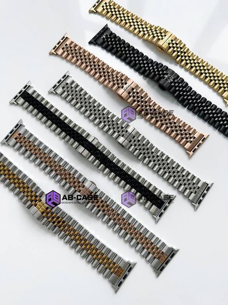 Стальний браслет Braslet 5 Beads для Apple Watch 38mm | 40mm | 41mm | [42mm Series 10-12] &ndash; (Gold) 235008 фото