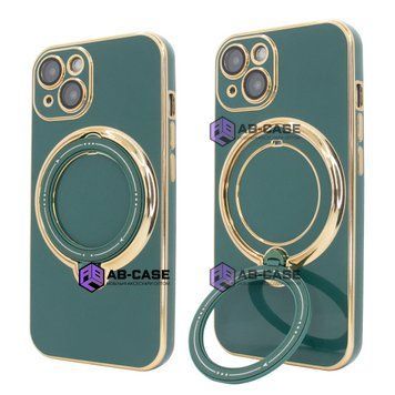 Чохол для iPhone 15 Holder Glitter Shining Сase with MagSafe з підставкою та захисними лінзами на камеру Green 490322 фото