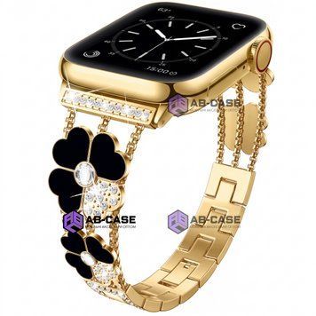 Ремінець Flower Steel Band для Apple Watch [42mm Series 1-3] | 44mm | 45mm | 46mm | 49mm &ndash; (Gold - Black) 4544040000010 фото